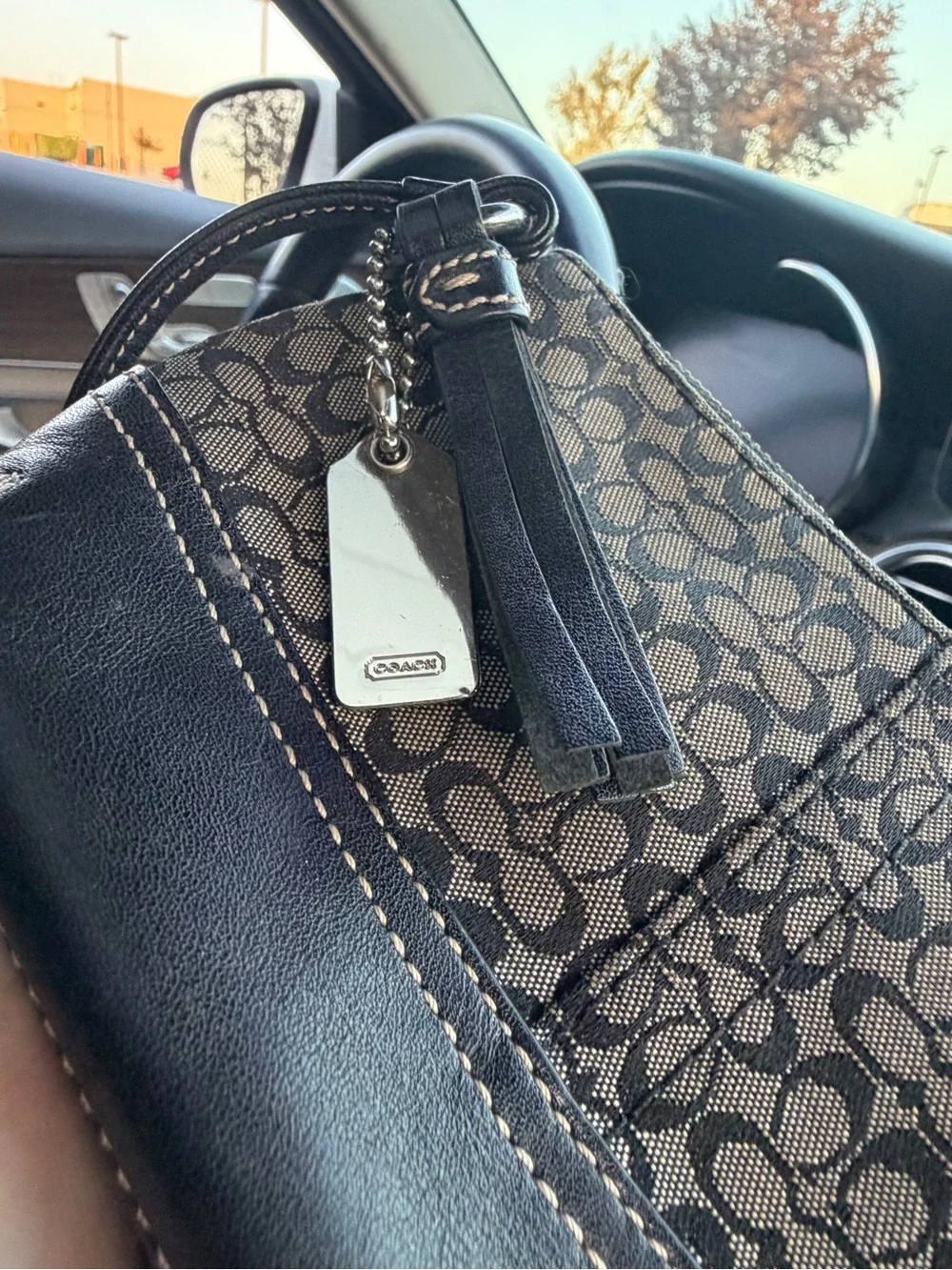 Vintage Y2K Kissing C’s monogram COACH Wristlet with Metallic Tag n Tassel